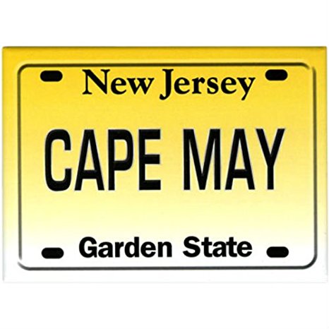 Cape May New Jersey License Plate Fridge Collector's Souvenir Magnet 2.5 inches X 3.5 inches