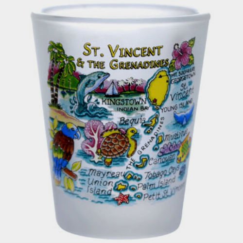 St. Vincent and The Grenadines Map Caribbean Frosted Shot Glass
