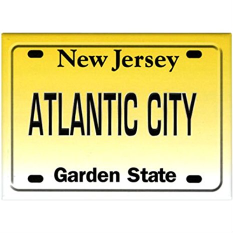 Atlantic City New Jersey License Plate Fridge Collector's Souvenir Magnet 2.5 inches X 3.5 inches