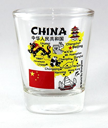 China Landmarks and Icons Collage Shot Glass