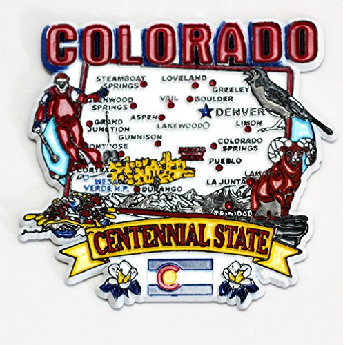 Colorado State Elements Map Fridge Collectible Souvenir Magnet