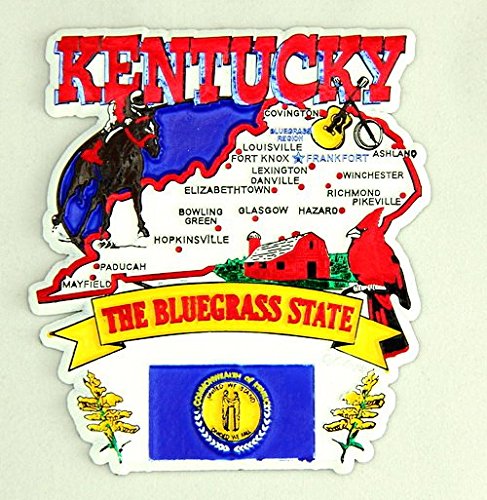 Kentucky State Elements Map Fridge Collectible Souvenir Magnet