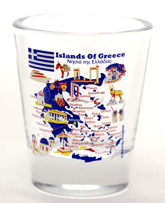 Greece Islands Of Greece Landmarks and Icons Collage Shot Glass