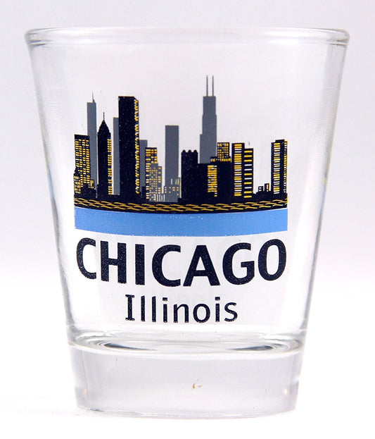 Chicago Illinois Silhouette Skyline Shot Glass