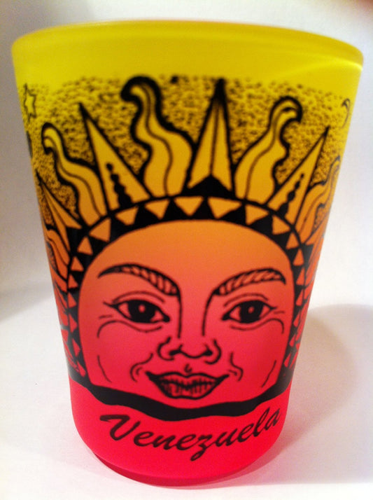 Venezuela Sun Neon Yellow/Neon Pink Shot Glass