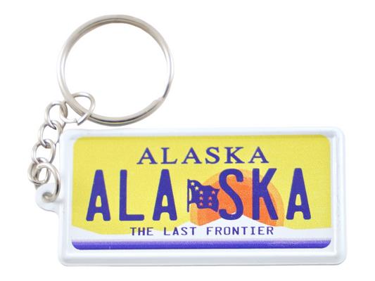 Alaska License Plate Aluminum Ultra-Slim Rectangular Souvenir Keychain 2.5" X 1.25"x 0.06"