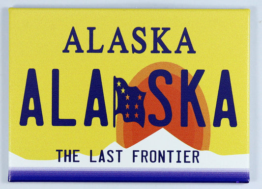 Alaska License Plate Fridge Collector's Souvenir Magnet 2.5" X 3.5"