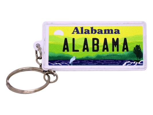Alabama License Plate Aluminum Ultra-Slim Rectangular Souvenir Keychain 2.5" X 1.25"x 0.06"