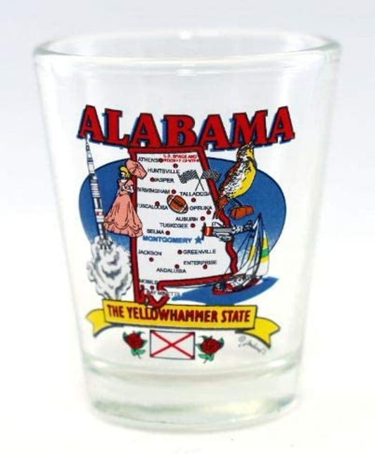 Alabama State Elements Map Shot Glass jks