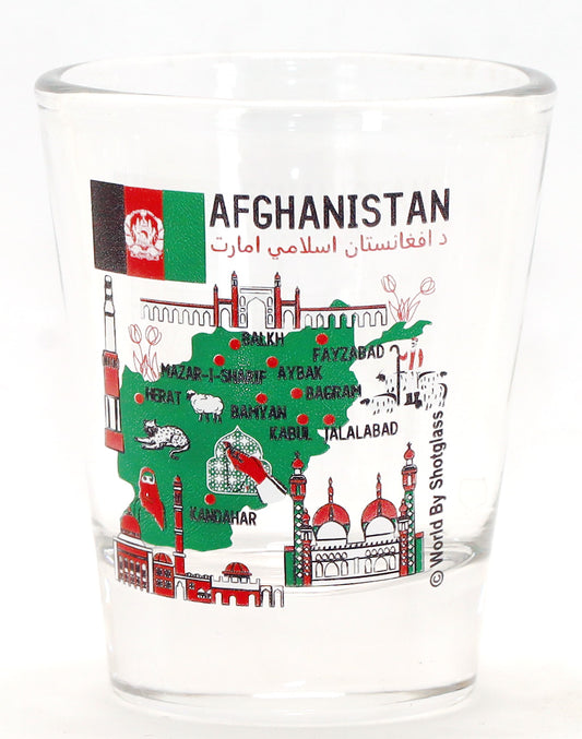 Afghanistan Landmarks and Icons Collage Shot Glass