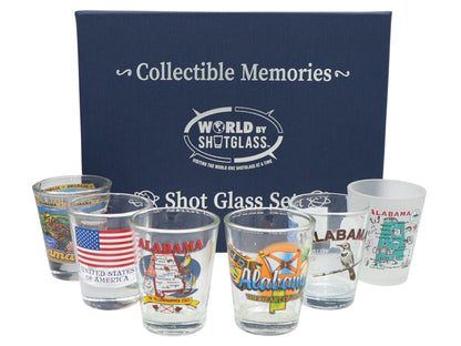 Alabama United States USA Souvenir Boxed Shot Glass Set (Set of 6)