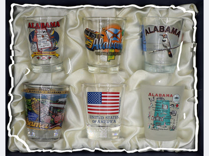 Alabama United States USA Souvenir Boxed Shot Glass Set (Set of 6)