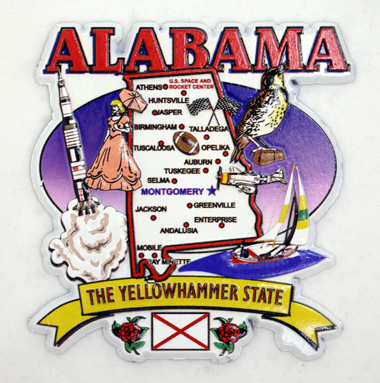 Alabama State Elements Map Fridge Collectible Souvenir Magnet