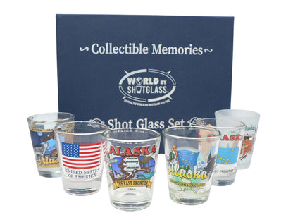 Alaska United States USA Souvenir Boxed Shot Glass Set (Set of 6)