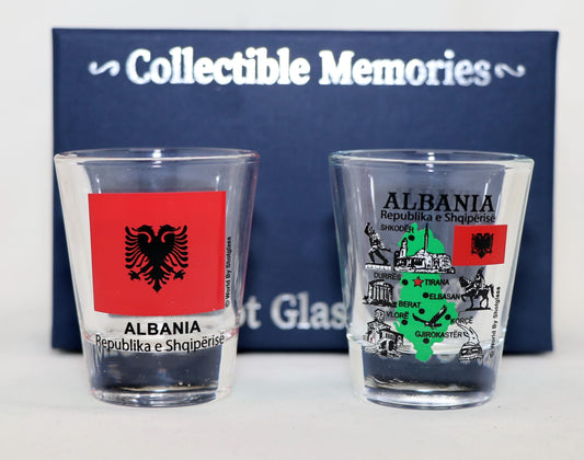 Albania Souvenir Boxed Shot Glass Set (Set of 2)