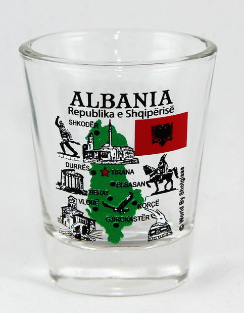 Albania Landmarks and Icons Collage Shot Glass