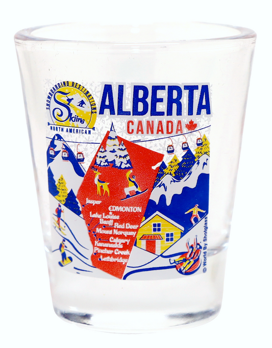 Alberta Canada North American Skiing and Snowboarding Destinations Shot Glass