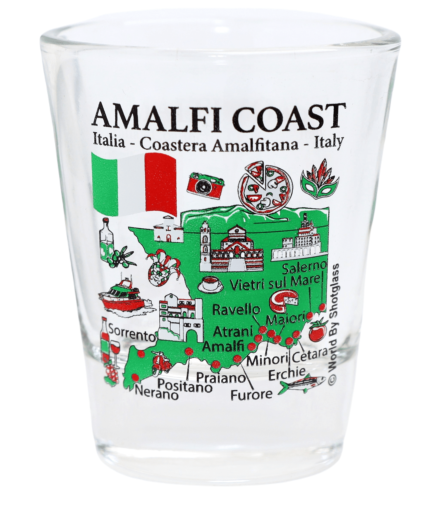 Amalfi Coast Italy Landmarks and Icons Collage Shot Glass