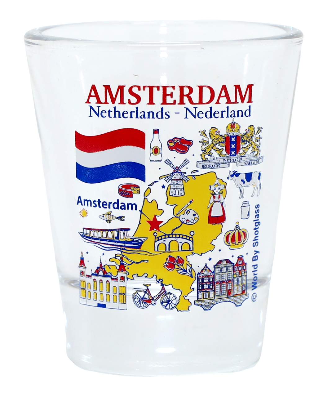 Amsterdam Netherlands Landmarks and Icons Collage Shot Glass