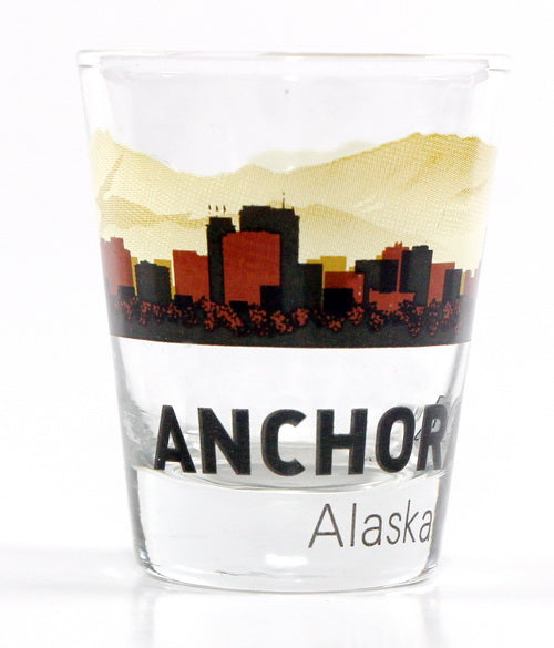 Anchorage Alaska Sunset Skyline Shot Glass