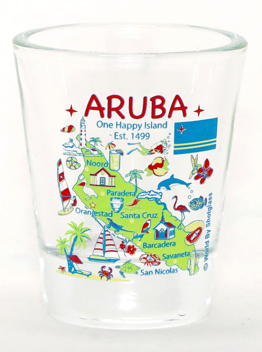 Aruba Landmarks and Icons Collage Shot Glass