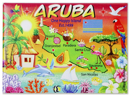 Aruba Map Caribbean Fridge Collector's Souvenir Magnet New Design 2.5" X 3.5"
