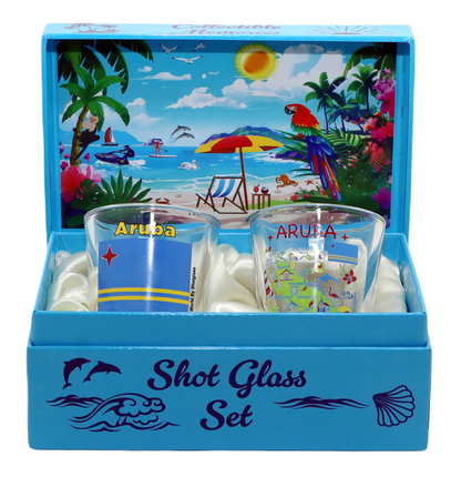 Aruba Caribbean Shot Glass Boxed Set (Set of 2)