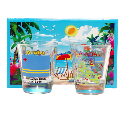 Aruba Caribbean Shot Glass Boxed Set (Set of 2)