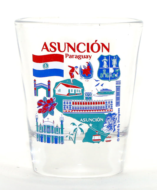 Asuncion Paraguay Landmarks and Icons Collage Shot Glass