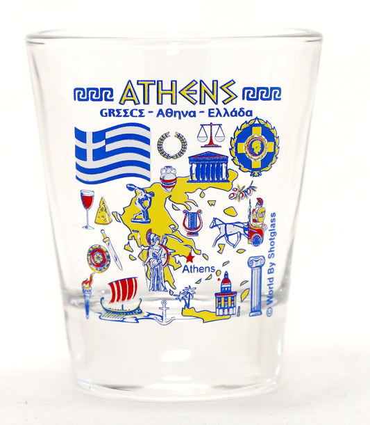 Athens Greece Landmarks and Icons Collage Shot Glass