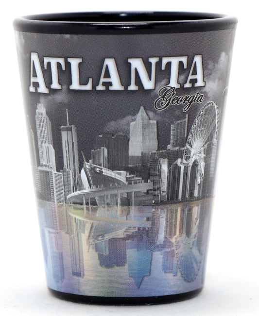 Atlanta Georgia B&W With Color Reflection Ceramic Shot Glass
