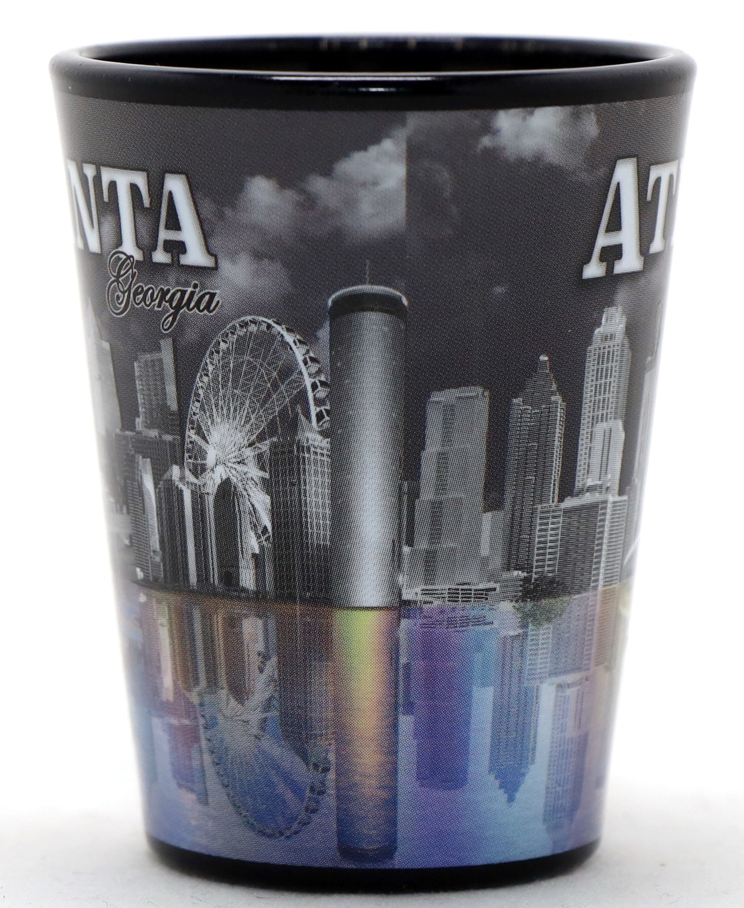 Atlanta Georgia B&W With Color Reflection Ceramic Shot Glass