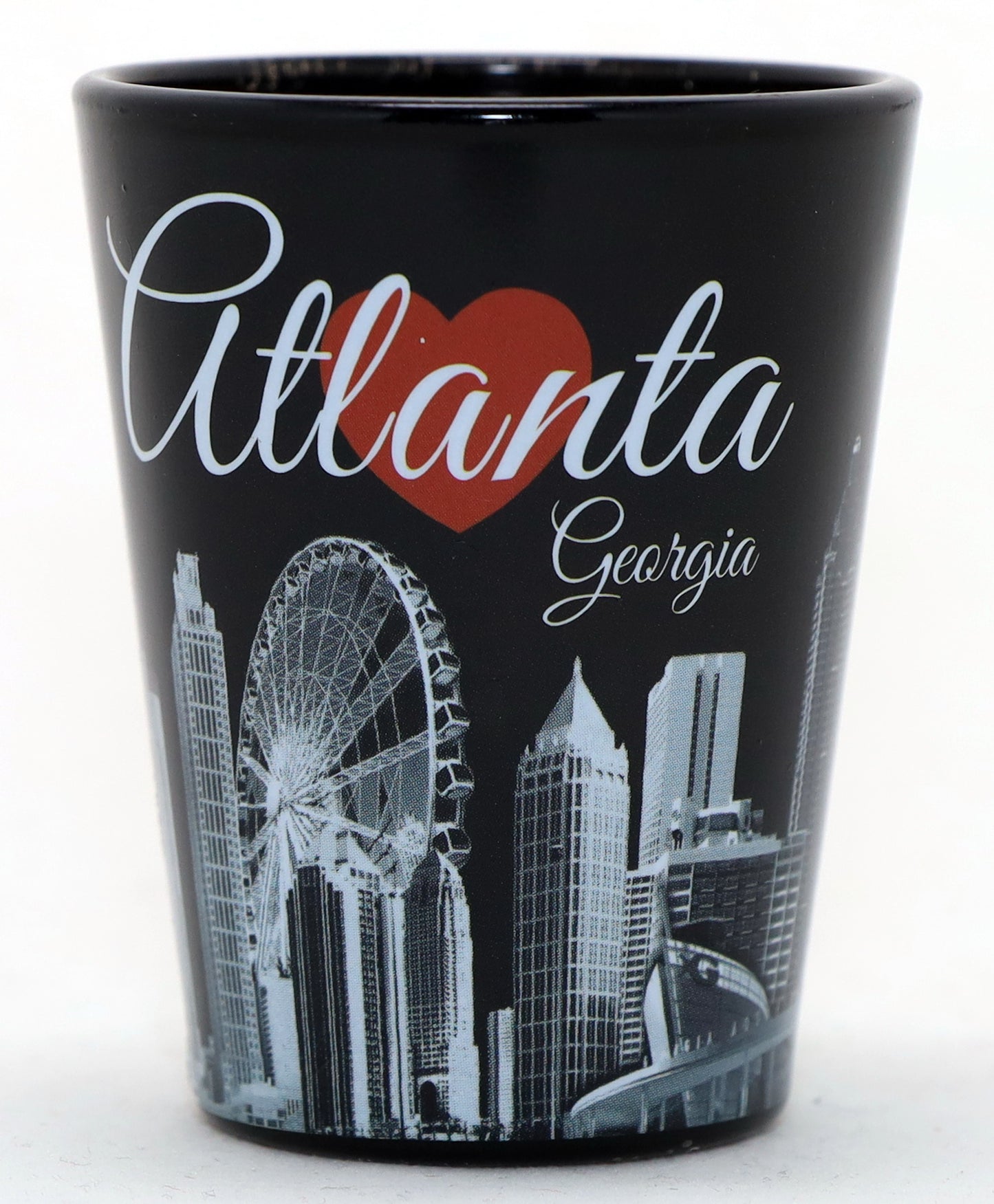 Atlanta Georgia Black With Red Heart Ceramic Shot Glass