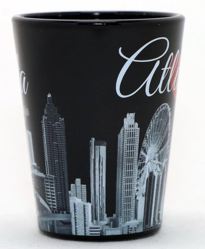 Atlanta Georgia Black With Red Heart Ceramic Shot Glass