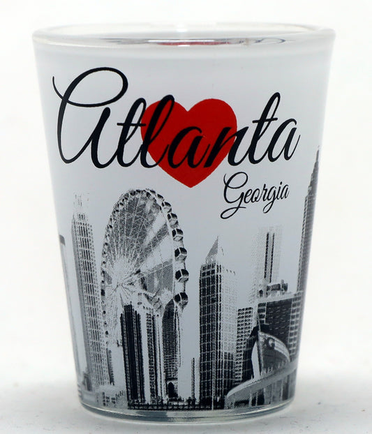 Atlanta Georgia White With Red Heart Ceramic Shot Glass