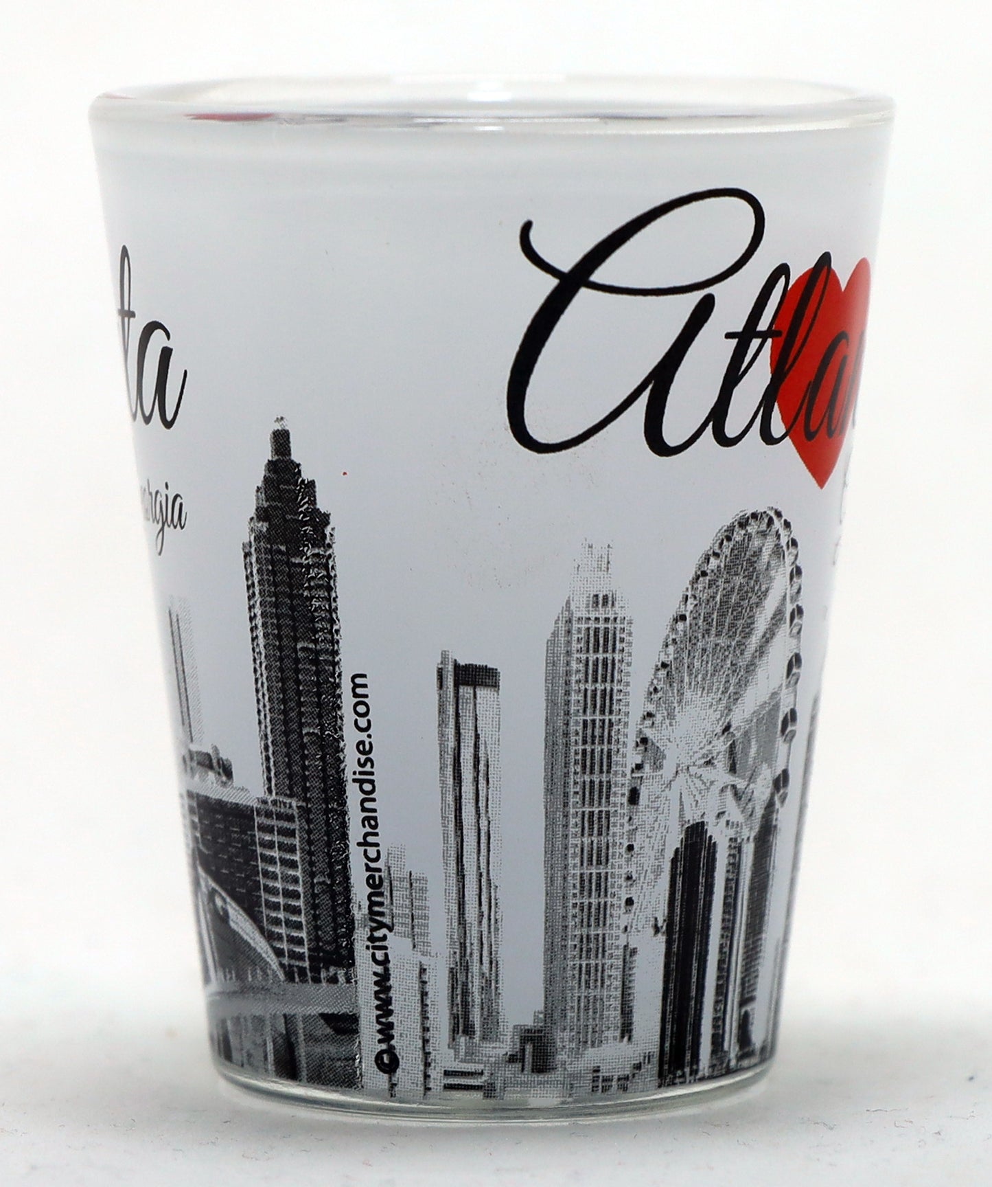 Atlanta Georgia White With Red Heart Ceramic Shot Glass