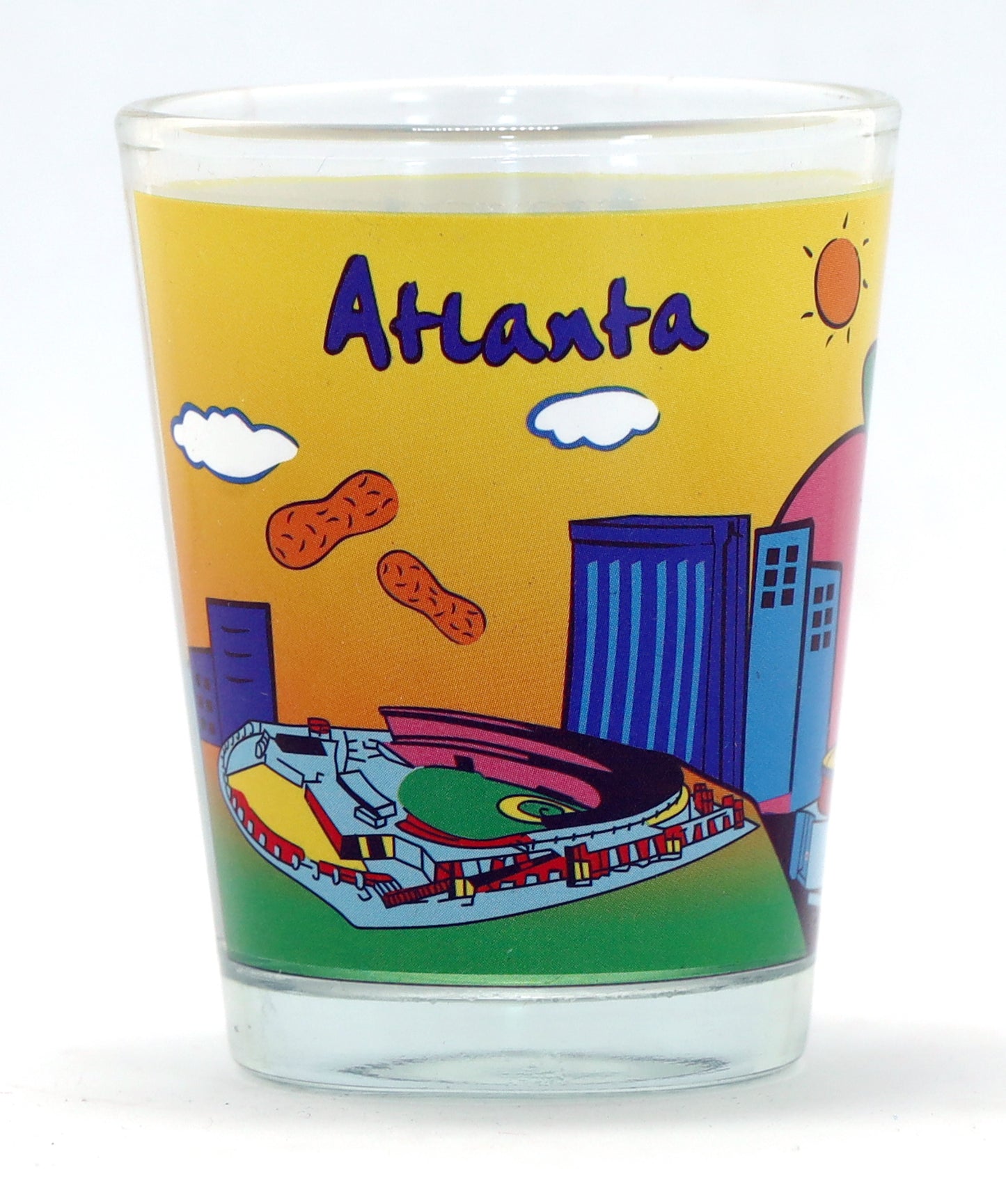 Atlanta Georgia Yellow and Multicolor Skyline Shot Glass ctm