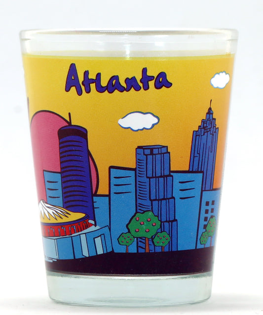 Atlanta Georgia Yellow and Multicolor Skyline Shot Glass ctm