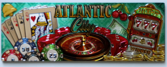 Atlantic City New Jersey Gaming Foil Magnet 5" x 1.75" x 0.125"