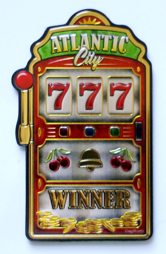 Atlantic City New Jersey Slot Machine Foil Magnet 3.75" x 2.5" x 0.125"