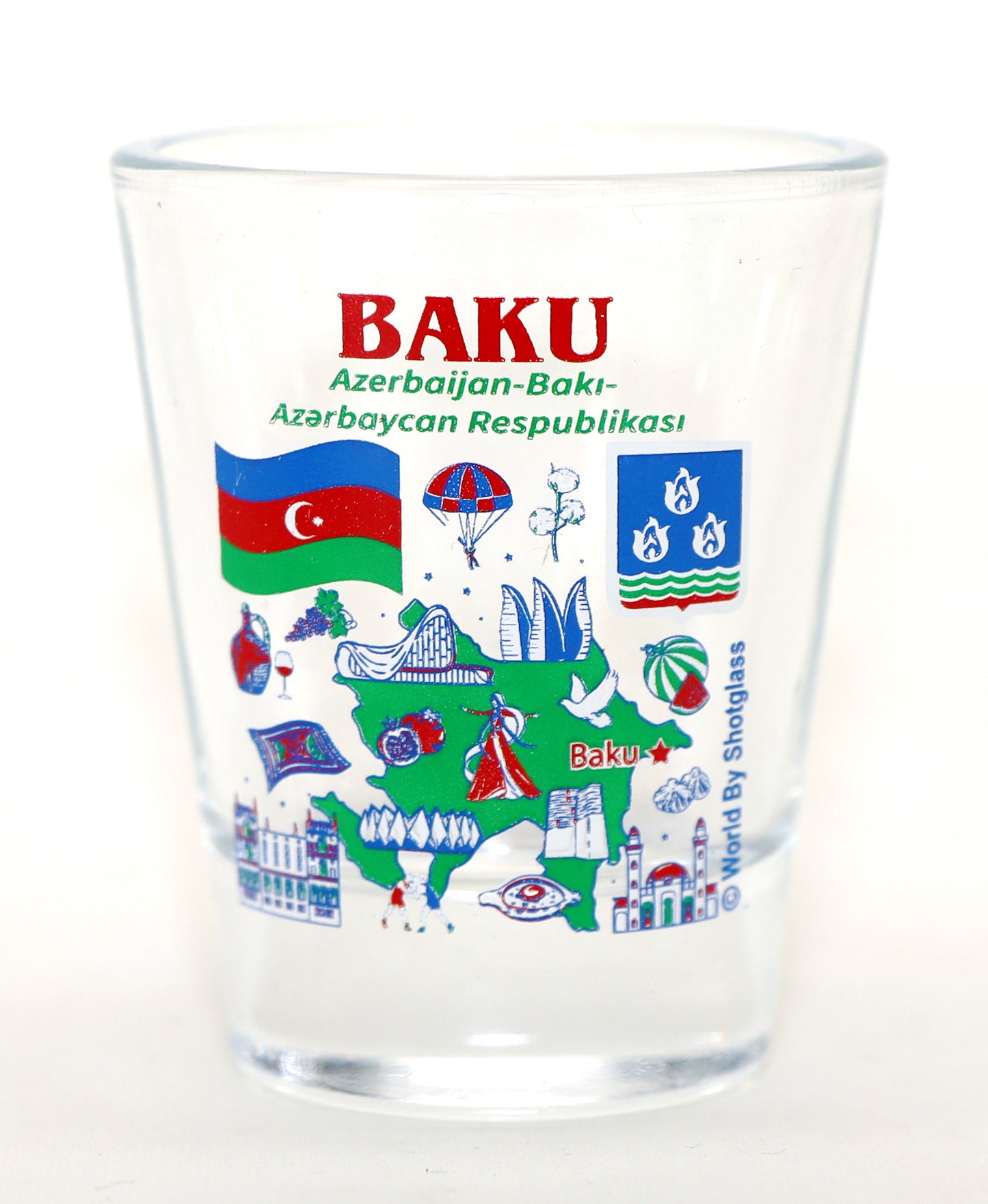 Baku Azerbaijan Landmarks and Icons Collage Shot Glass