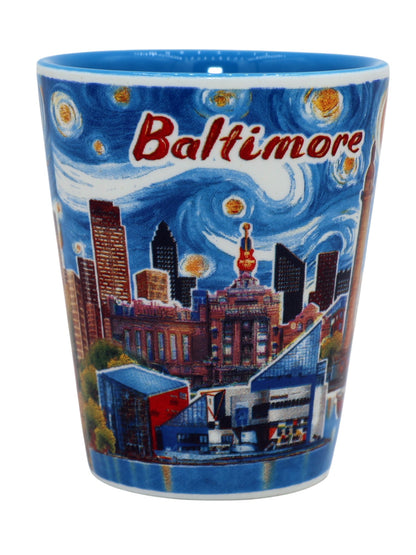 Baltimore Maryland Blue Sky Ceramic Shot Glass