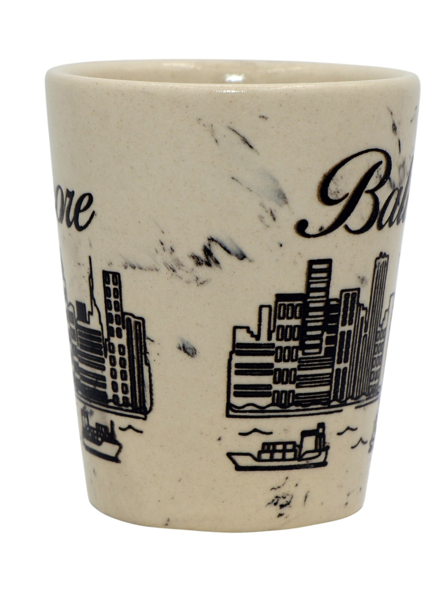 Baltimore Maryland Ceramic Marble Black Skyline Shot Glass