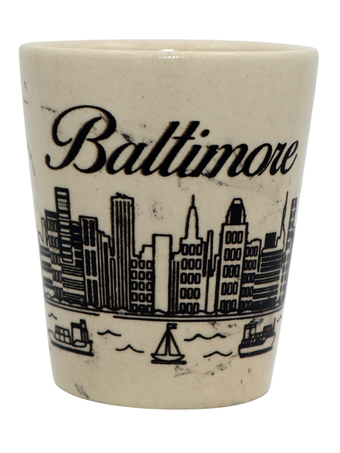 Baltimore Maryland Ceramic Marble Black Skyline Shot Glass