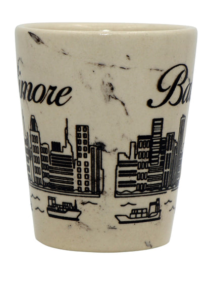 Baltimore Maryland Ceramic Marble Black Skyline Shot Glass