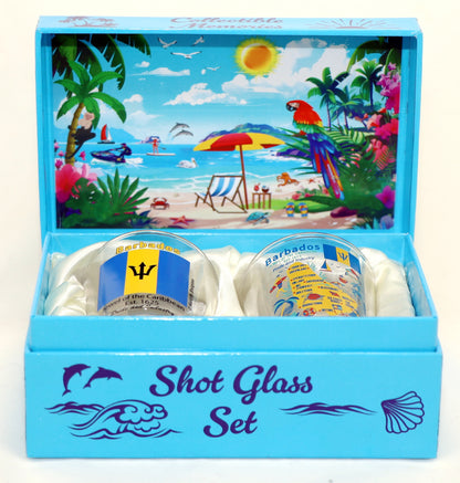 Barbados Caribbean Shot Glass Boxed Set (Set of 2)