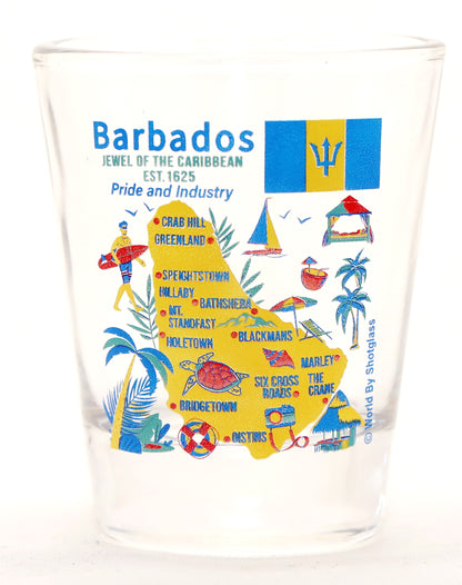 Barbados Caribbean Shot Glass Boxed Set (Set of 2)