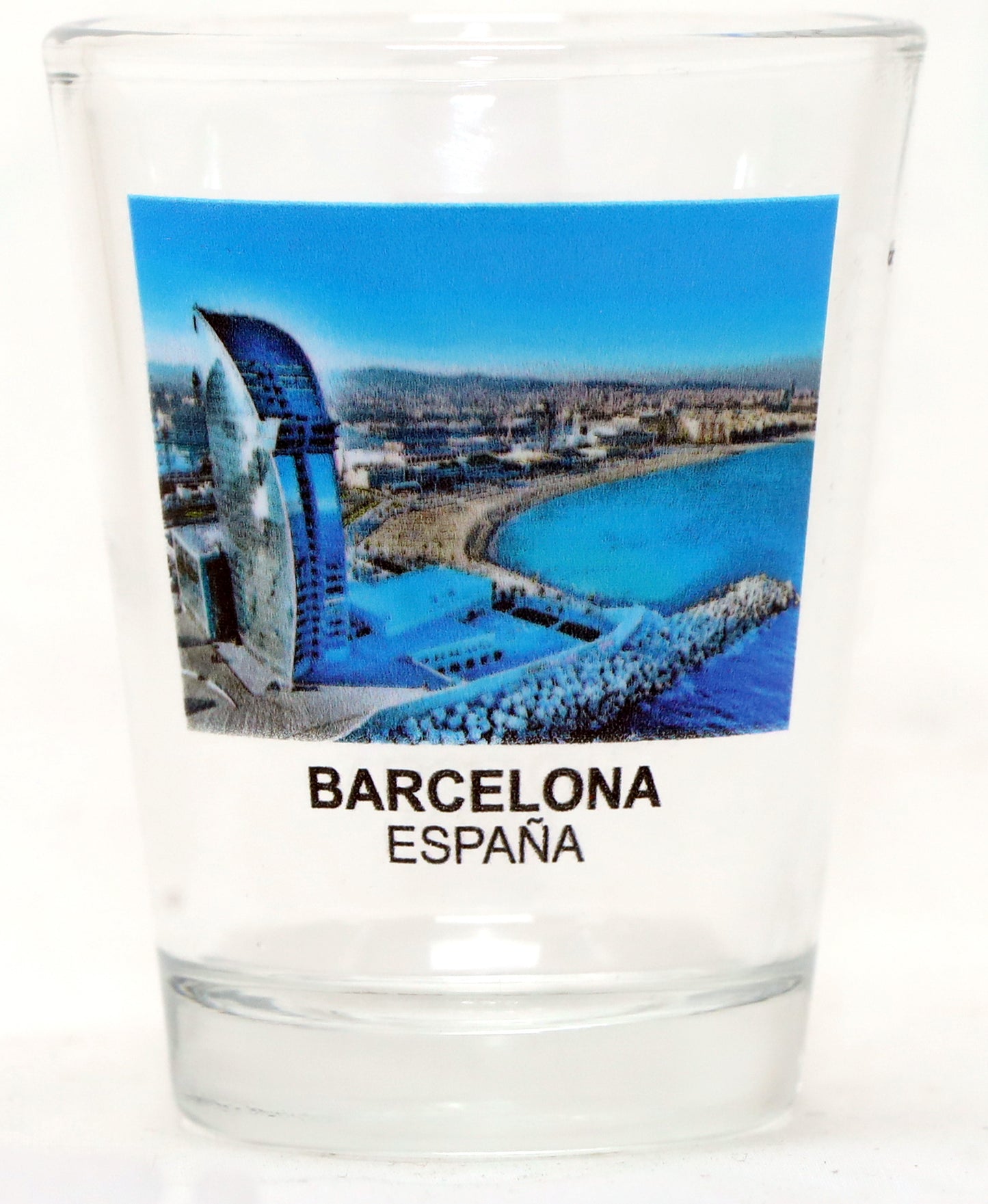 Barcelona Spain City Panorama Color Photo Shot Glass