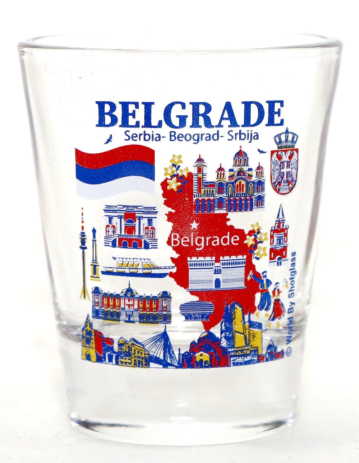 Belgrade Serbia Landmarks and Icons Collage Shot Glass
