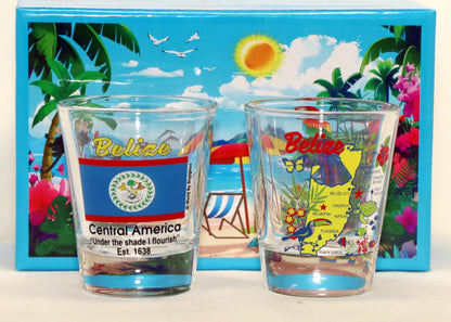 Belize Central America Boxed Shot Glass Set (Set of 2)